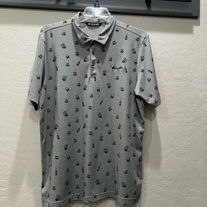 Travis Mathew Gray Patterned Polo Shirt